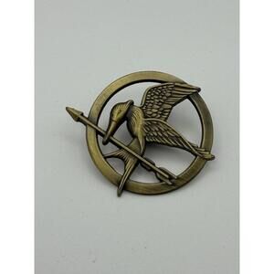 Mockingjay Style Bird Arrow Brooch Gold Tone Hunger Games Inspired Pin